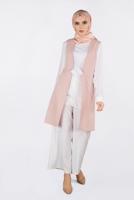 Tesettür giyim PUDRA ALVİNA ÖNÜ DETAYLI YELEK 4330