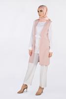 Tesettür giyim PUDRA ALVİNA ÖNÜ DETAYLI YELEK 4330