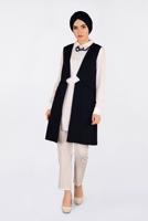 Tesettür giyim LACİVERT ALVİNA ÖNÜ DETAYLI YELEK 4330