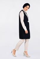 Tesettür giyim LACİVERT ALVİNA ÖNÜ DETAYLI YELEK 4330