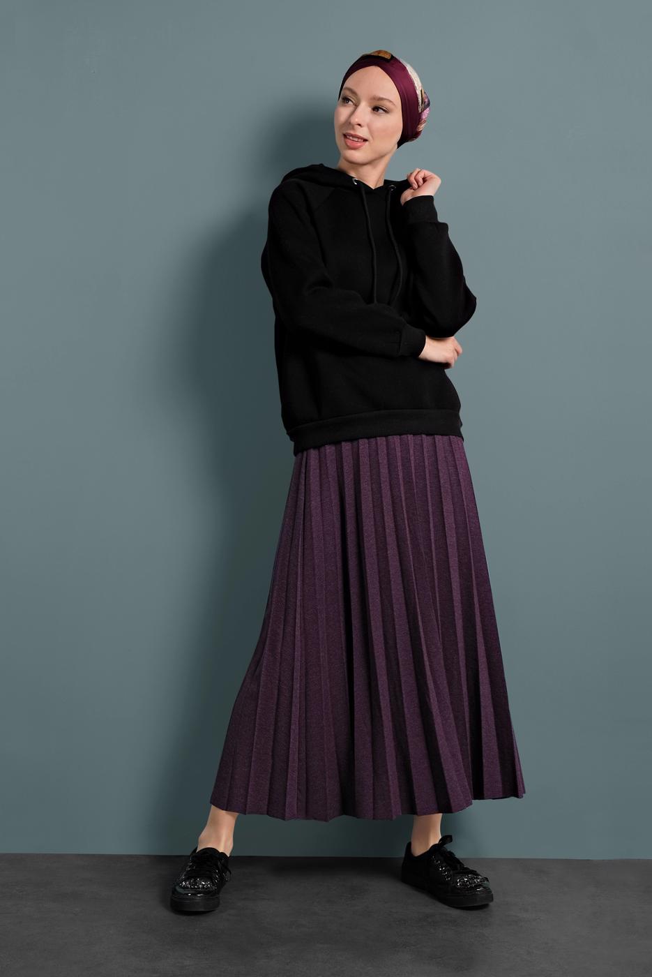 Vêtements hijab NOIR SURVÊTEMENT EN COTON À CAPUCHE 0182 