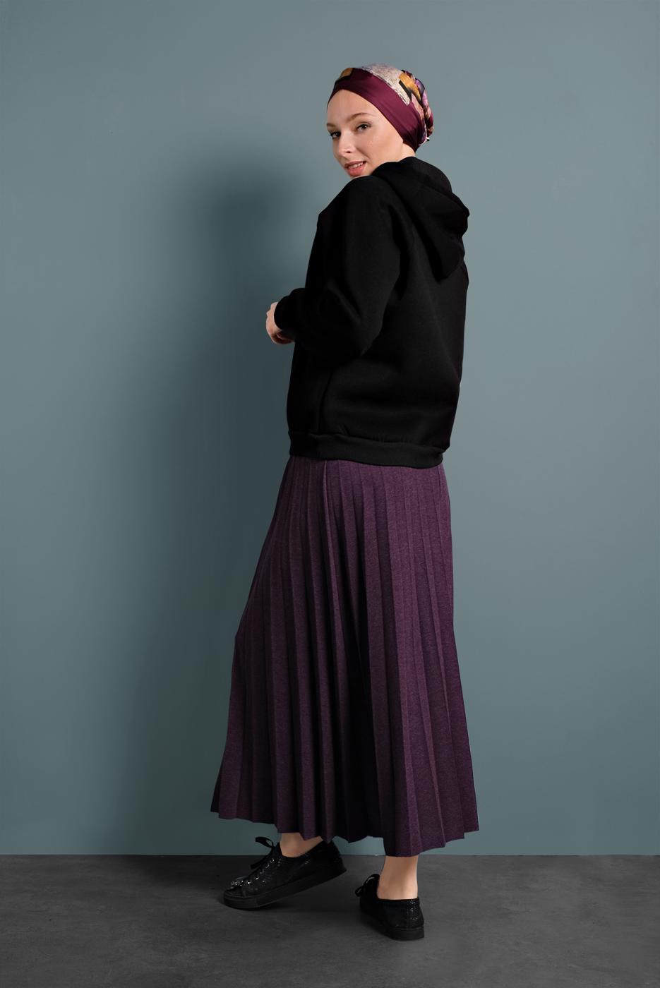 Vêtements hijab NOIR SURVÊTEMENT EN COTON À CAPUCHE 0182 