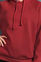 Tesettür giyim KIRMIZI PAMUKLU KAPÜŞONLU SWEAT 0182