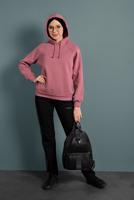 Tesettür giyim PEMBE PAMUKLU KAPÜŞONLU SWEAT 0182