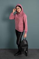 Tesettür giyim PEMBE PAMUKLU KAPÜŞONLU SWEAT 0182