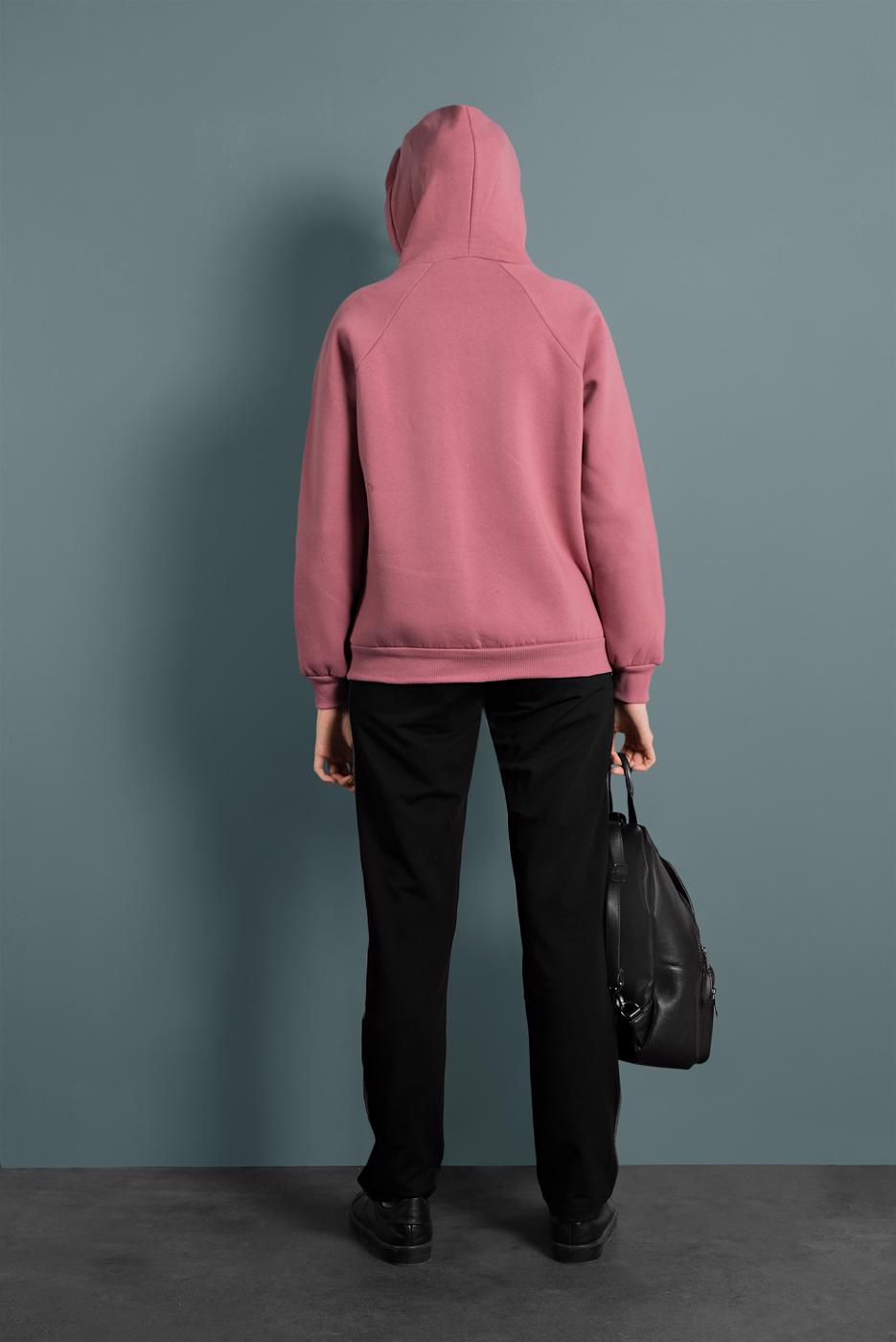 Tesettür giyim PEMBE PAMUKLU KAPÜŞONLU SWEAT 0182