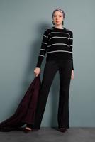 Tesettür giyim SİYAH ÇİZGİ DESENLİ KAZAK 1416