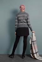 Tesettür giyim GRİ ÇİZGİ DESENLİ KAZAK 1416