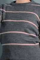 Tesettür giyim GRİ ÇİZGİ DESENLİ KAZAK 1416