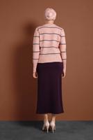 Tesettür giyim PUDRA ÇİZGİ DESENLİ KAZAK 1416