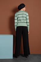 Tesettür giyim YEŞİL ÇİZGİ DESENLİ KAZAK 1416