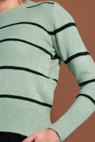 Tesettür giyim YEŞİL ÇİZGİ DESENLİ KAZAK 1416