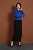 Tesettür giyim LACİVERT ÇİZGİ DESENLİ KAZAK 1416