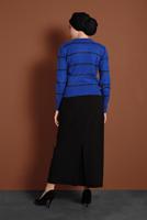 Tesettür giyim LACİVERT ÇİZGİ DESENLİ KAZAK 1416