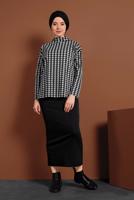 Vêtements hijab NOIR PULL EN PIED-DE-POULE 4224