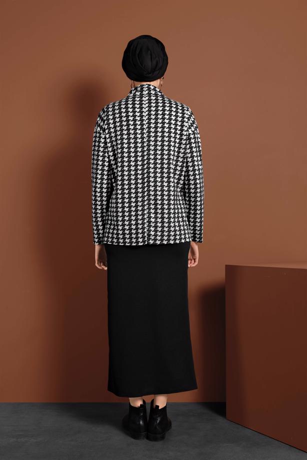 Vêtements hijab NOIR PULL EN PIED-DE-POULE 4224 - TRENDTESETTÜR