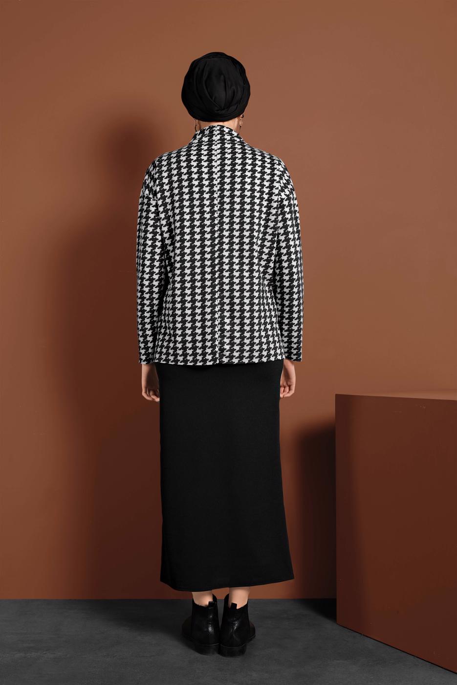 Vêtements hijab NOIR PULL EN PIED-DE-POULE 4224