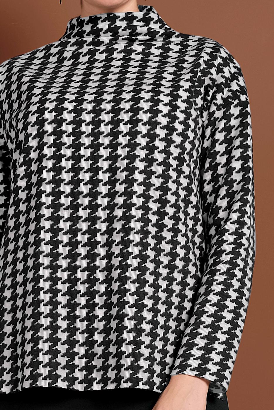 Vêtements hijab NOIR PULL EN PIED-DE-POULE 4224