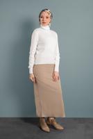 Tesettür giyim KREM BOĞAZLI TRİKO KAZAK 4306