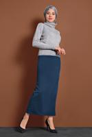 Tesettür giyim GRİ BOĞAZLI TRİKO KAZAK 4306