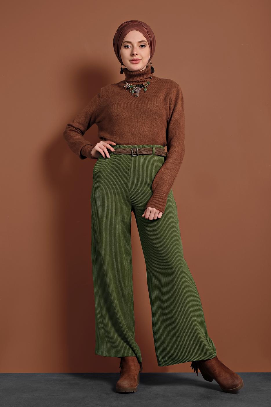 Tesettür giyim KAHVE BOĞAZLI TRİKO KAZAK 4306