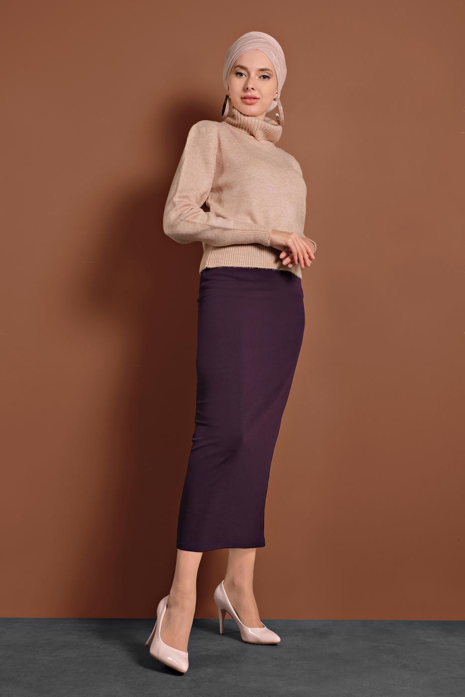 Tesettür giyim PUDRA BOĞAZLI TRİKO KAZAK 4306
