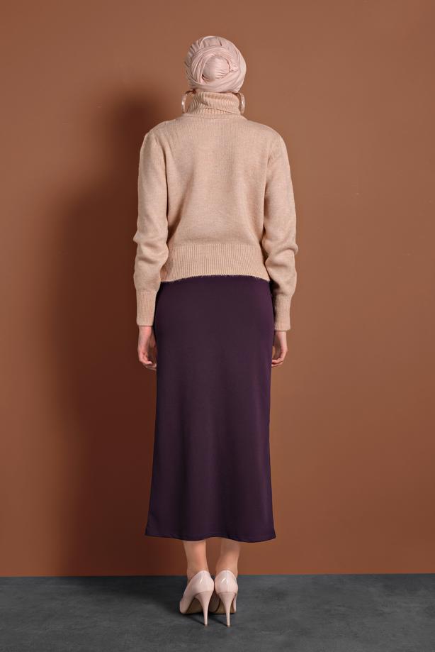 Tesettür giyim PUDRA BOĞAZLI TRİKO KAZAK 4306 - TRENDTESETTÜR