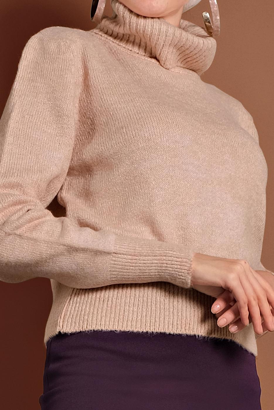 Tesettür giyim PUDRA BOĞAZLI TRİKO KAZAK 4306