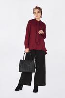 Tesettür giyim BORDO ETEK UCU FIRFIRLI BLUZ 4743