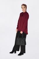 Tesettür giyim BORDO ETEK UCU FIRFIRLI BLUZ 4743