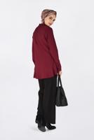 Tesettür giyim BORDO ETEK UCU FIRFIRLI BLUZ 4743