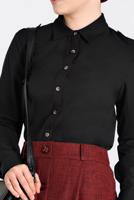 Tesettür giyim SİYAH ÖNDEN DÜĞMELİ ERKEK YAKA KLASİK GÖMLEK 4761