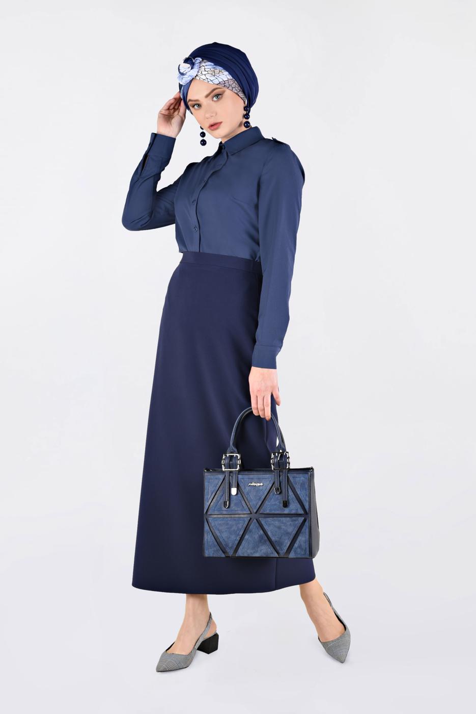 Vêtements hijab VERT BLOUSE À COL CHEMISE 4761