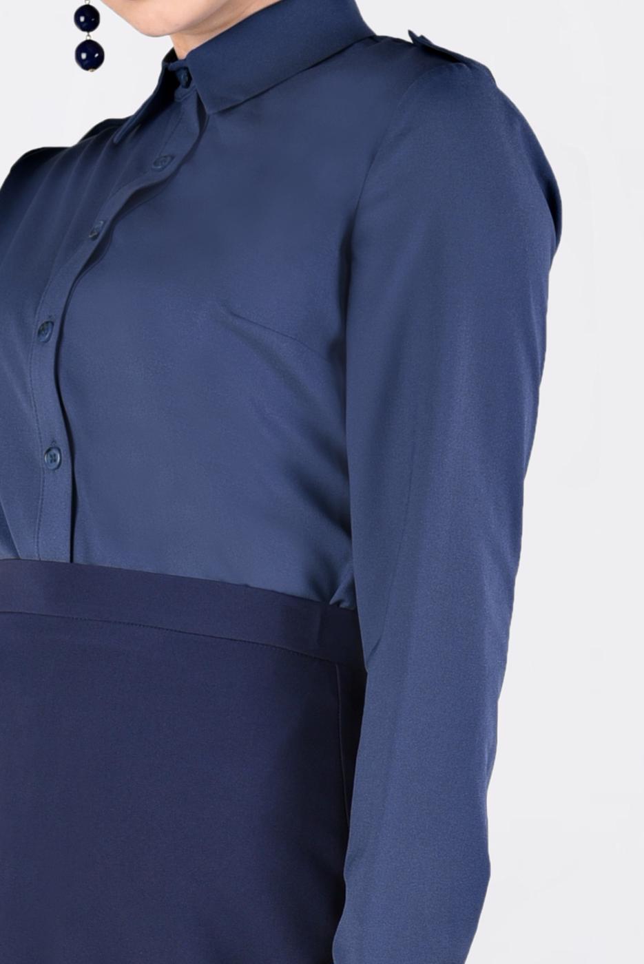 Vêtements hijab VERT BLOUSE À COL CHEMISE 4761