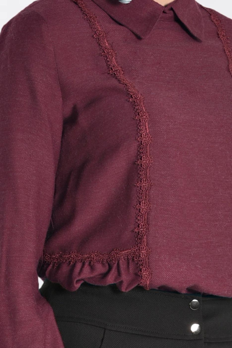 Hijab clothing RED LACY STRIPPED BLOUSE 4788 