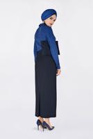 Tesettür giyim LACİVERT DANTEL ŞERİTLİ BLUZ 4788 