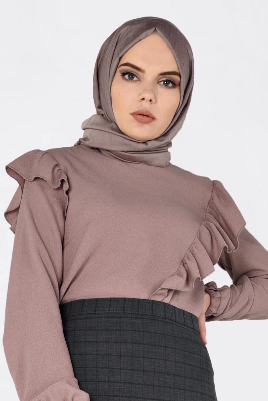 Hijab clothing POWDER RUFFLED BLOUSE 4801 