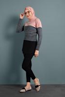 Tesettür giyim PUDRA 2 RENKLİ TRİKO KAZAK 6806