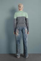 Tesettür giyim YEŞİL 2 RENKLİ TRİKO KAZAK 6806