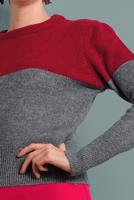 Tesettür giyim KIRMIZI 2 RENKLİ TRİKO KAZAK 6806