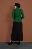 Tesettür giyim YEŞİL BOĞAZLI FİTİLLİ KAZAK 9516