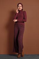 Tesettür giyim KIRMIZI BOĞAZLI FİTİLLİ KAZAK 9516