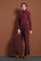 Tesettür giyim KIRMIZI BOĞAZLI FİTİLLİ KAZAK 9516