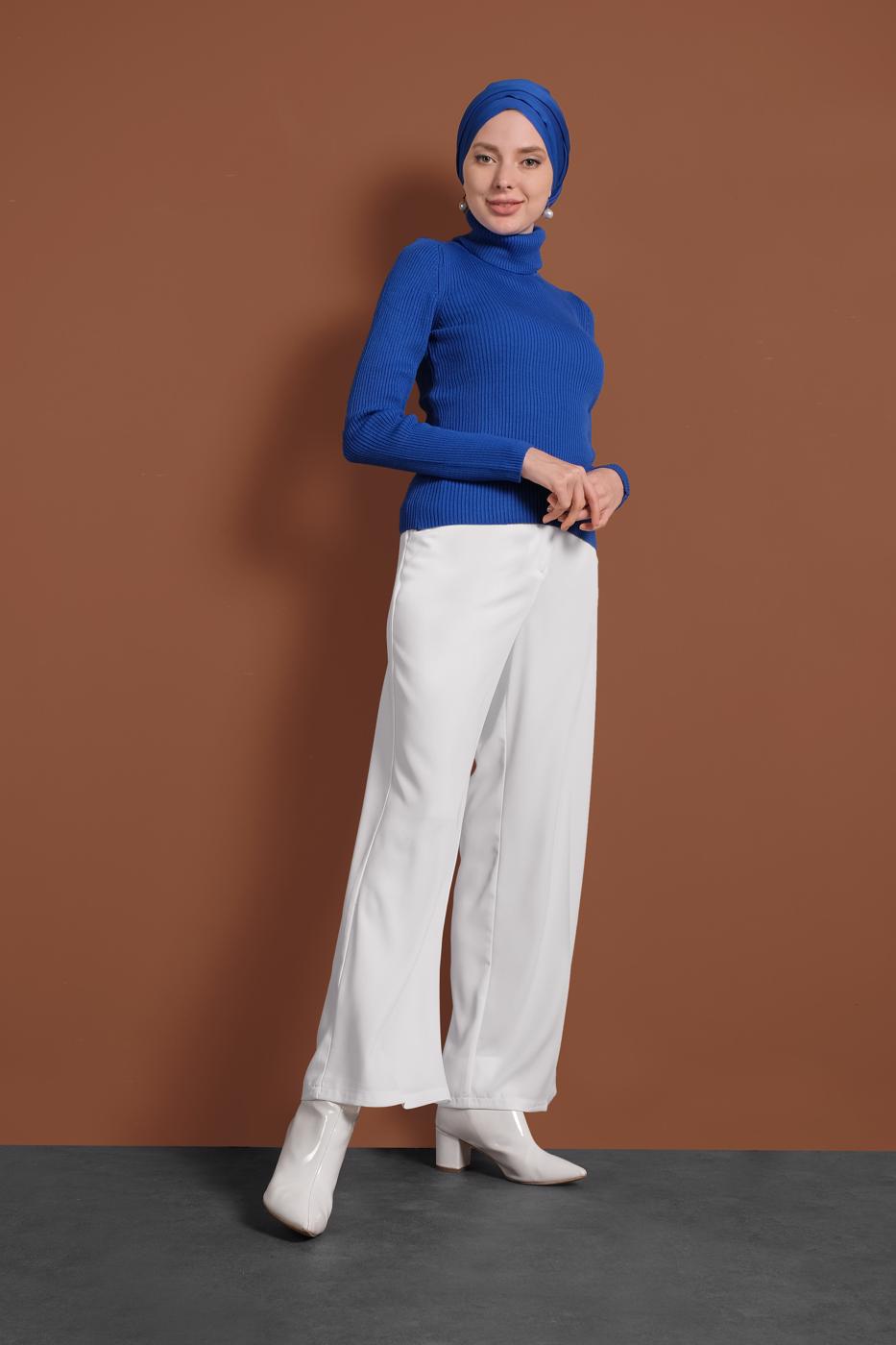 Tesettür giyim LACİVERT BOĞAZLI FİTİLLİ KAZAK 9516