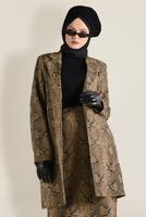 Tesettür giyim KAHVE YILAN DERİSİ DESENLİ CEKET 4811-1