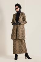 Tesettür giyim KAHVE YILAN DERİSİ DESENLİ CEKET 4811-1