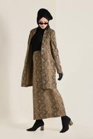 Tesettür giyim KAHVE YILAN DERİSİ DESENLİ CEKET 4811-1