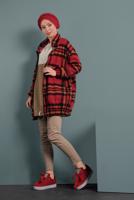 Tesettür giyim KIRMIZI EKOSE DESENLİ POLAR CEKET 8316-1