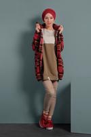 Tesettür giyim KIRMIZI EKOSE DESENLİ POLAR CEKET 8316-1