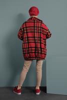 Tesettür giyim KIRMIZI EKOSE DESENLİ POLAR CEKET 8316-1